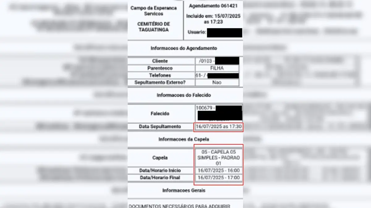 Funerária erra dia e não entrega corpo para velório e sepultamento na data certa, no DF