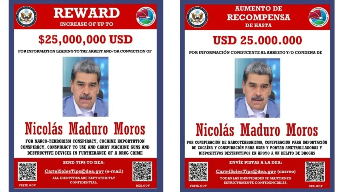 Estados Unidos oferece recompensa de US$ 25 milhões por informações contra Maduro