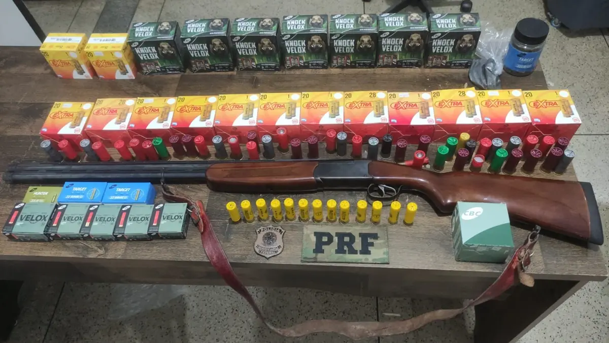 PRF apreende arma, munições e celulares com caminhoneiro que saiu de Goiânia para o Pará