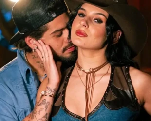 Ana Castela e Zé Felipe se beijam em gravação de programa de TV