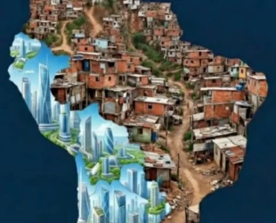 Milei publica mapa do continente com Brasil coberto por imagens de favelas
