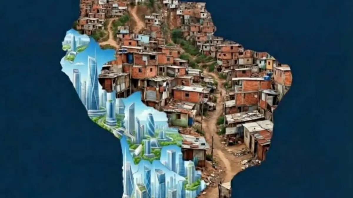 Milei publica mapa do continente com Brasil coberto por imagens de favelas