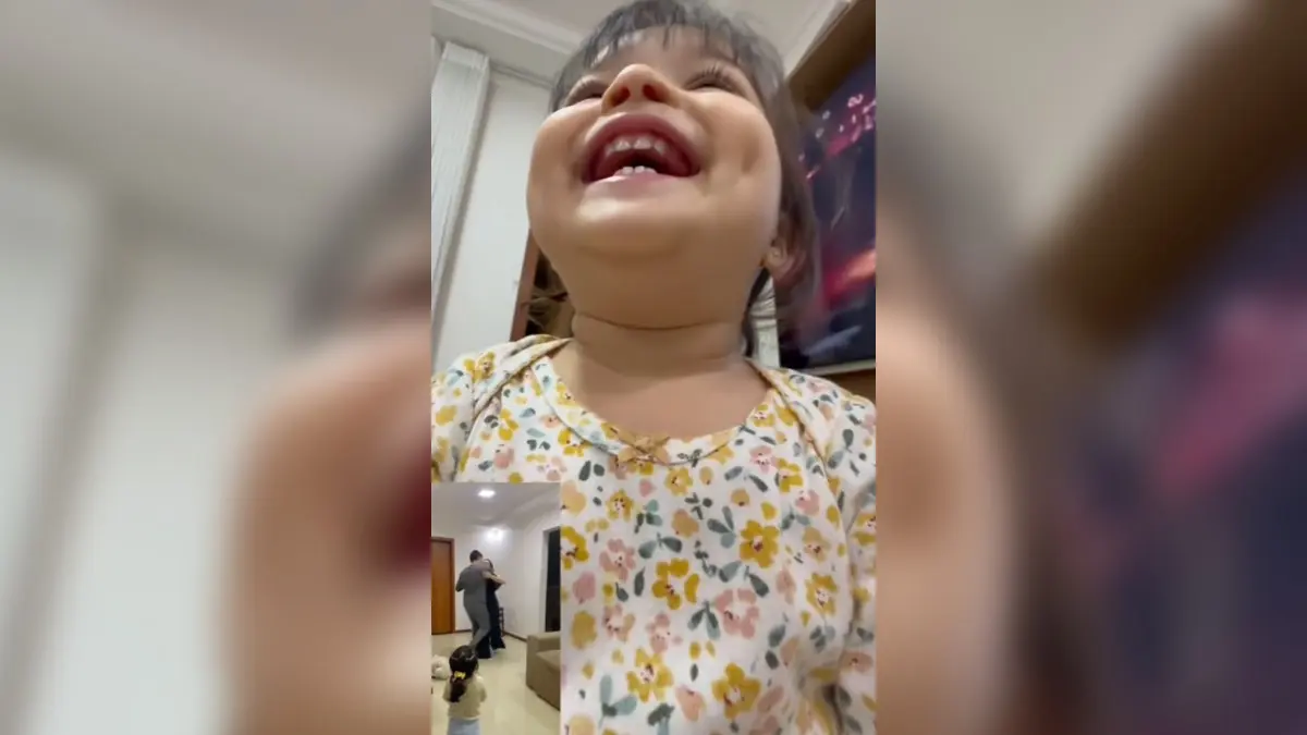 Garotinha encanta com reação ao presenciar momento romântico dos pais
