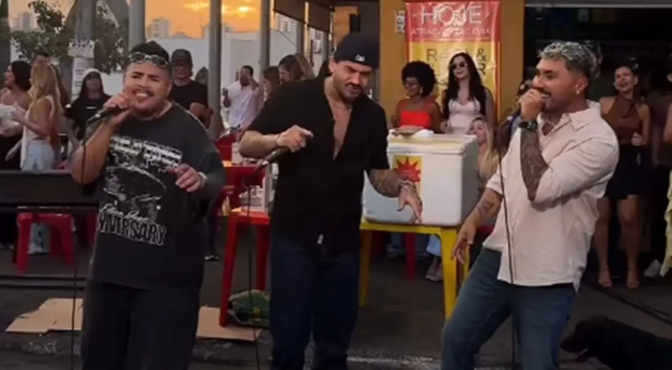 Zé Felipe grava clipe em bar da Vila Redenção, em Goiânia